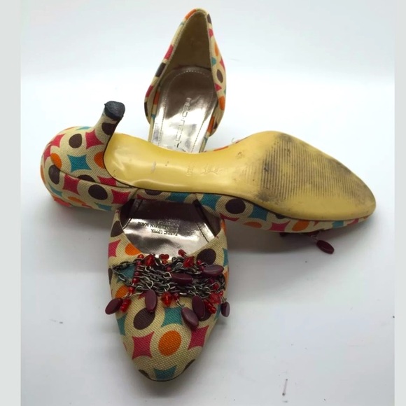 NED NEDY Colorful Geometric Design Canvas Heels - Picture 6 of 9